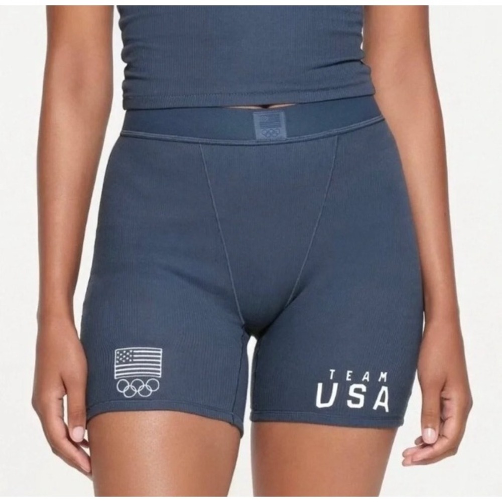 SKIMS Soft Lounge Boxer Brief Shorts Blue Team USA Womens Sz XS